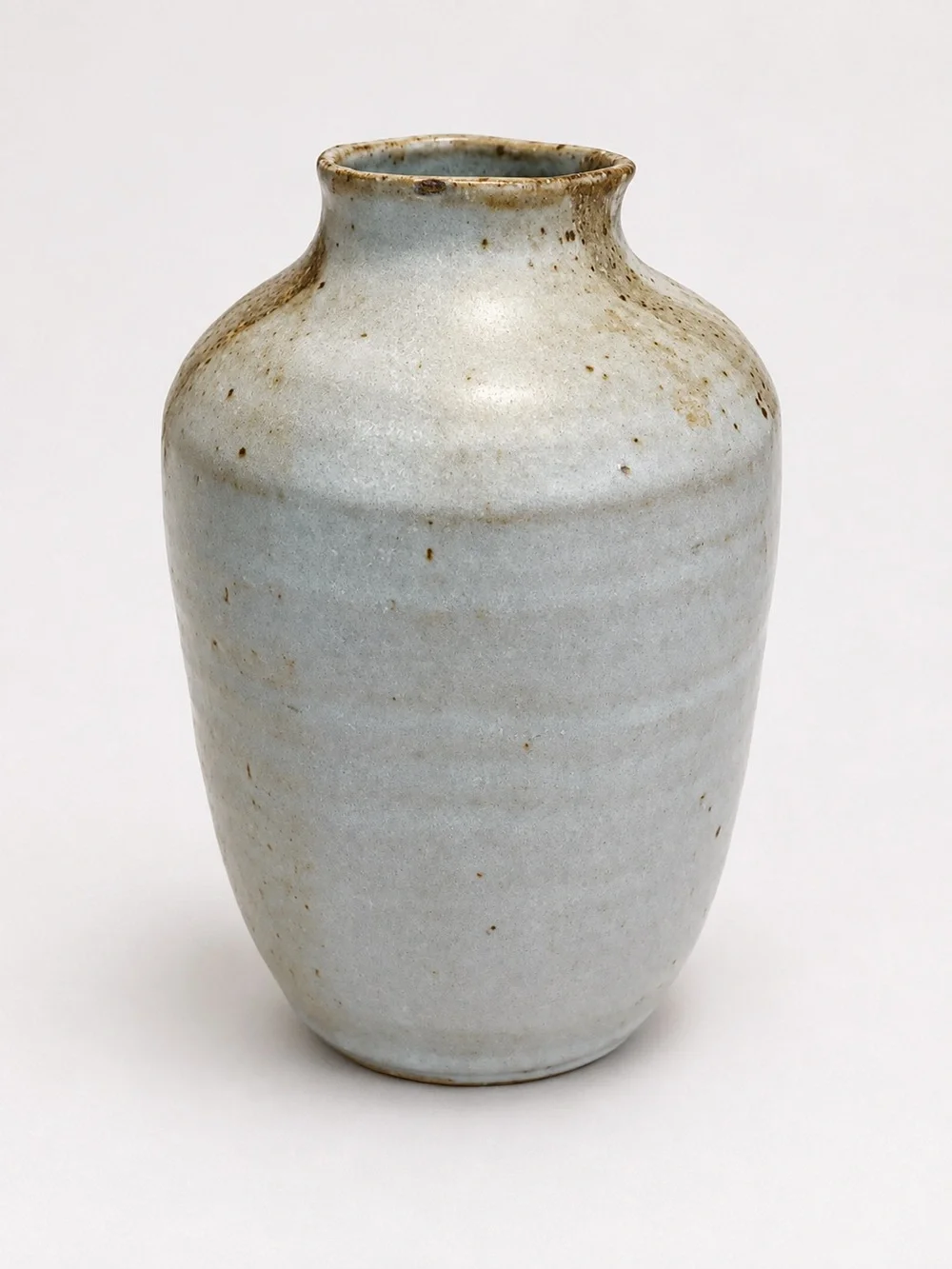 Studio Pottery Vase Blue Gray Speckled Glaze Rustic Artisan Stoneware
